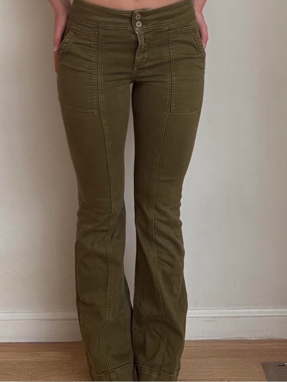 Anthropologie Pilcro Olive Green Boot-Cut Pants
